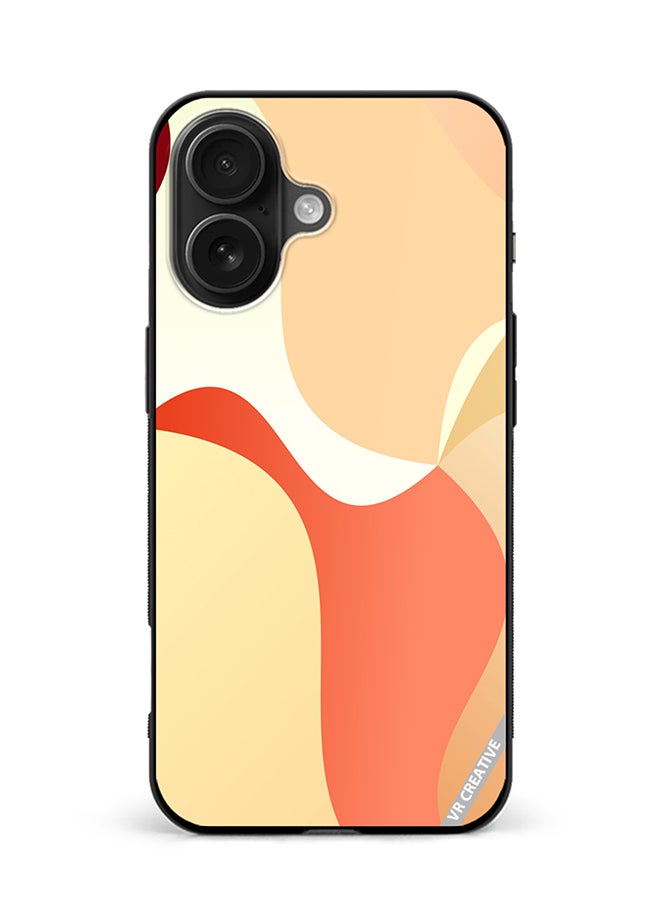 Protective Case Cover For Apple iPhone 16 Plus Light Orange Abstract Cambered Design Multicolour