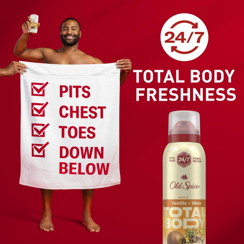 Old Spice مزيل عرق كامل الجسم للرجال من أولد سبايس، مزيل عرق كامل الجسم، فانيليا + شيا، بخاخ مزيل عرق خالي من الألمنيوم لانتعاش يدوم 24/7 // مزيل عرق كامل الجسم مختبر من قبل أطباء الجلد، 3.5 أونصة - Image 2