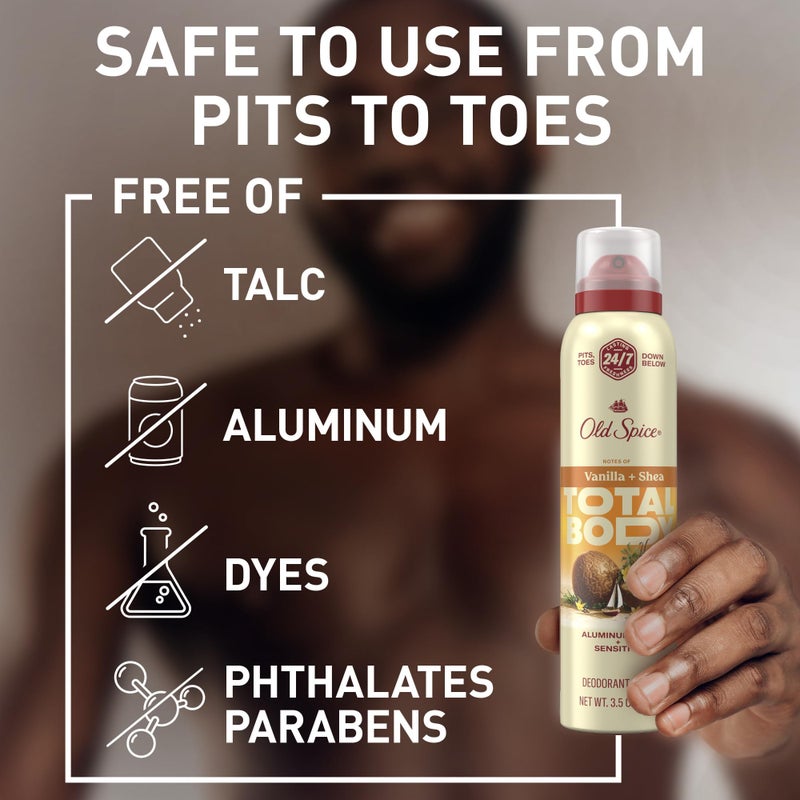 Old Spice مزيل عرق كامل الجسم للرجال من أولد سبايس، مزيل عرق كامل الجسم، فانيليا + شيا، بخاخ مزيل عرق خالي من الألمنيوم لانتعاش يدوم 24/7 // مزيل عرق كامل الجسم مختبر من قبل أطباء الجلد، 3.5 أونصة - Image 4