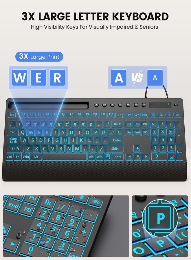 SABLUTE Large Print Backlit Keyboard - Image 2