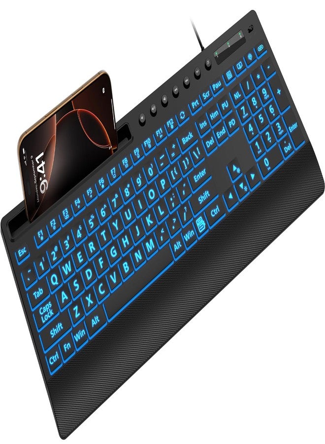 SABLUTE Large Print Backlit Keyboard - Image 1