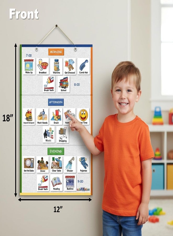 SchKIDules Magnetic Visual Schedule & Reward Chart for Home w/129 Colorful Magnets & 2-Sided 18” Folding Board; for Daily Routines, Chores, Behavioral Supports, Kids Calendar, ADHD & Autism Tools - Image 2