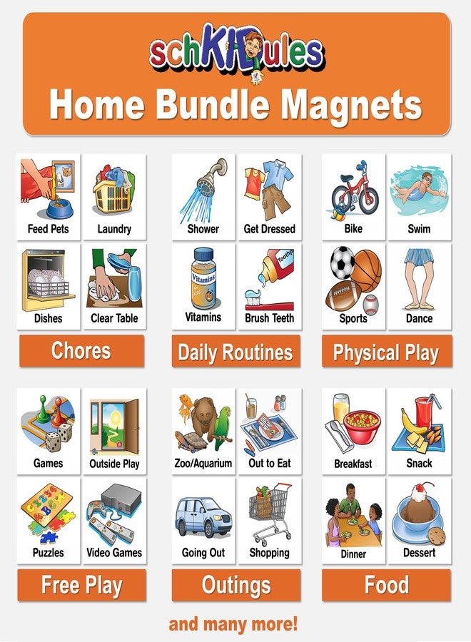 SchKIDules Magnetic Visual Schedule & Reward Chart for Home w/129 Colorful Magnets & 2-Sided 18” Folding Board; for Daily Routines, Chores, Behavioral Supports, Kids Calendar, ADHD & Autism Tools - Image 4