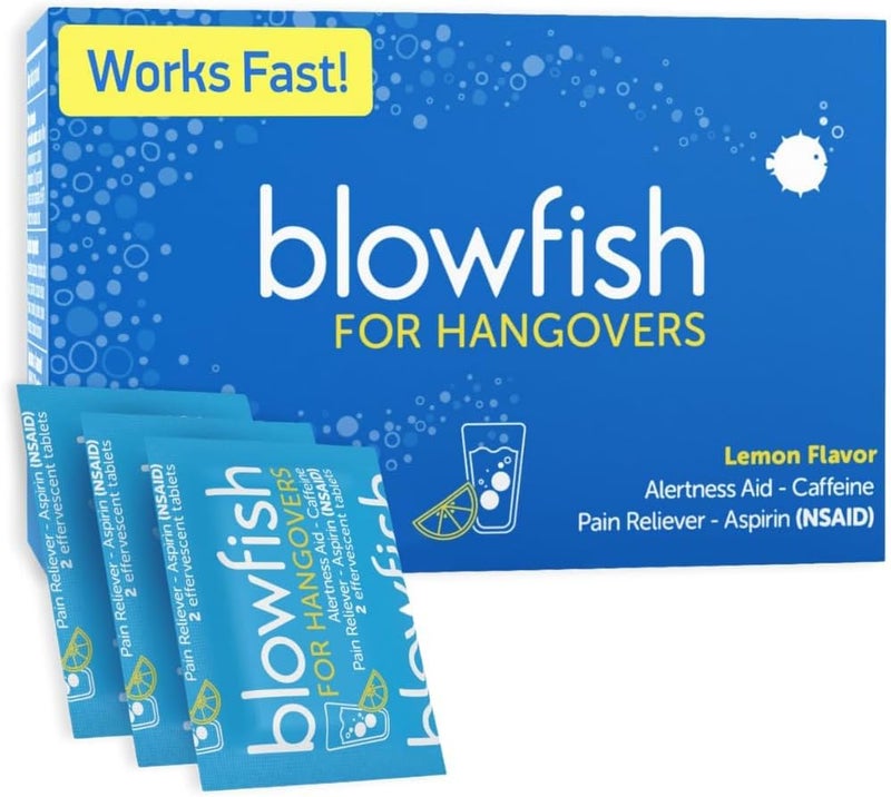 Blowfish Blowfish for Hangovers - Fast Hangover Relief in 15 Minutes | Headache Relief, Energy, and Hydration in One Step | Single Box