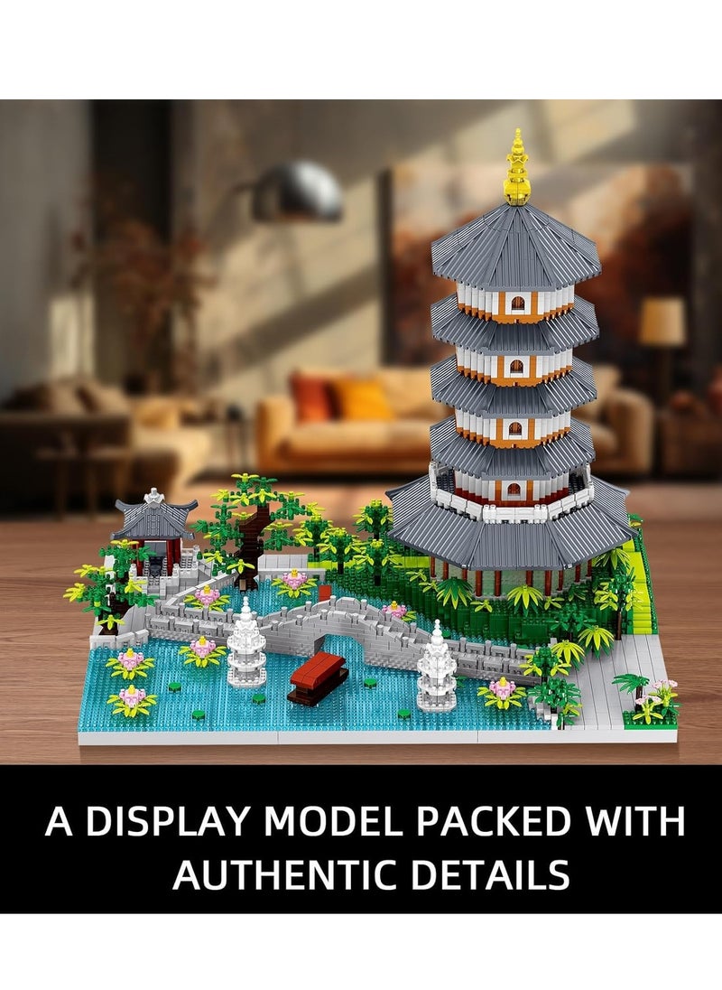 Excefore - Chinese Architecture Micro Building Blocks Set, Creative Building Set Toys Gifts for Adults and Kids Age 14+, Hangzhou West Lake Collection Model for Display (3976 PCS) - Image 1