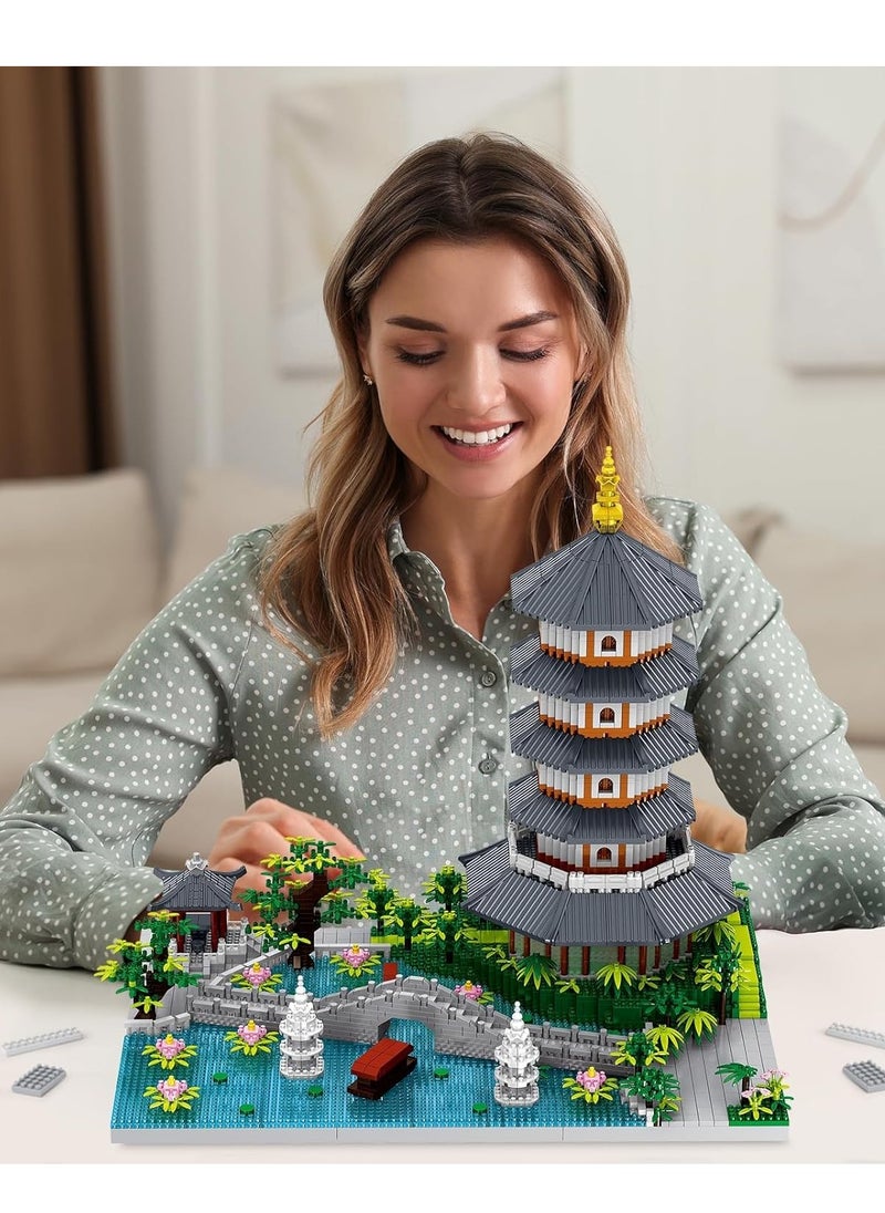 Excefore - Chinese Architecture Micro Building Blocks Set, Creative Building Set Toys Gifts for Adults and Kids Age 14+, Hangzhou West Lake Collection Model for Display (3976 PCS) - Image 1