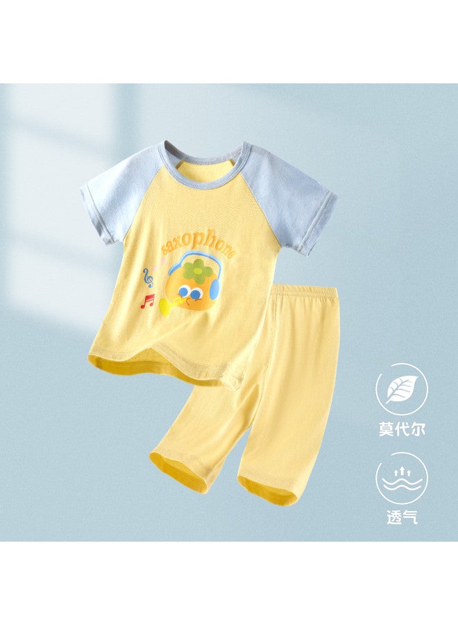 Doxiluka Kids Summer Short Sleeve Set Stylish Boys & Girls Pajama Two-piece Set Lightweight Air Conditioning Outfit Baby Homewear - Image 2