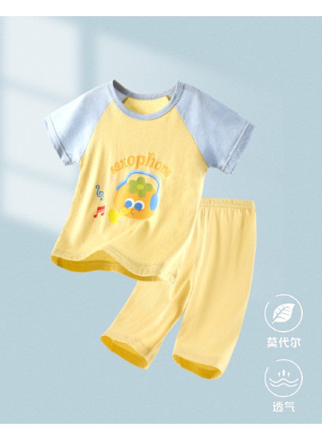 Doxiluka Kids Summer Short Sleeve Set Stylish Boys & Girls Pajama Two-piece Set Lightweight Air Conditioning Outfit Baby Homewear - Image 1