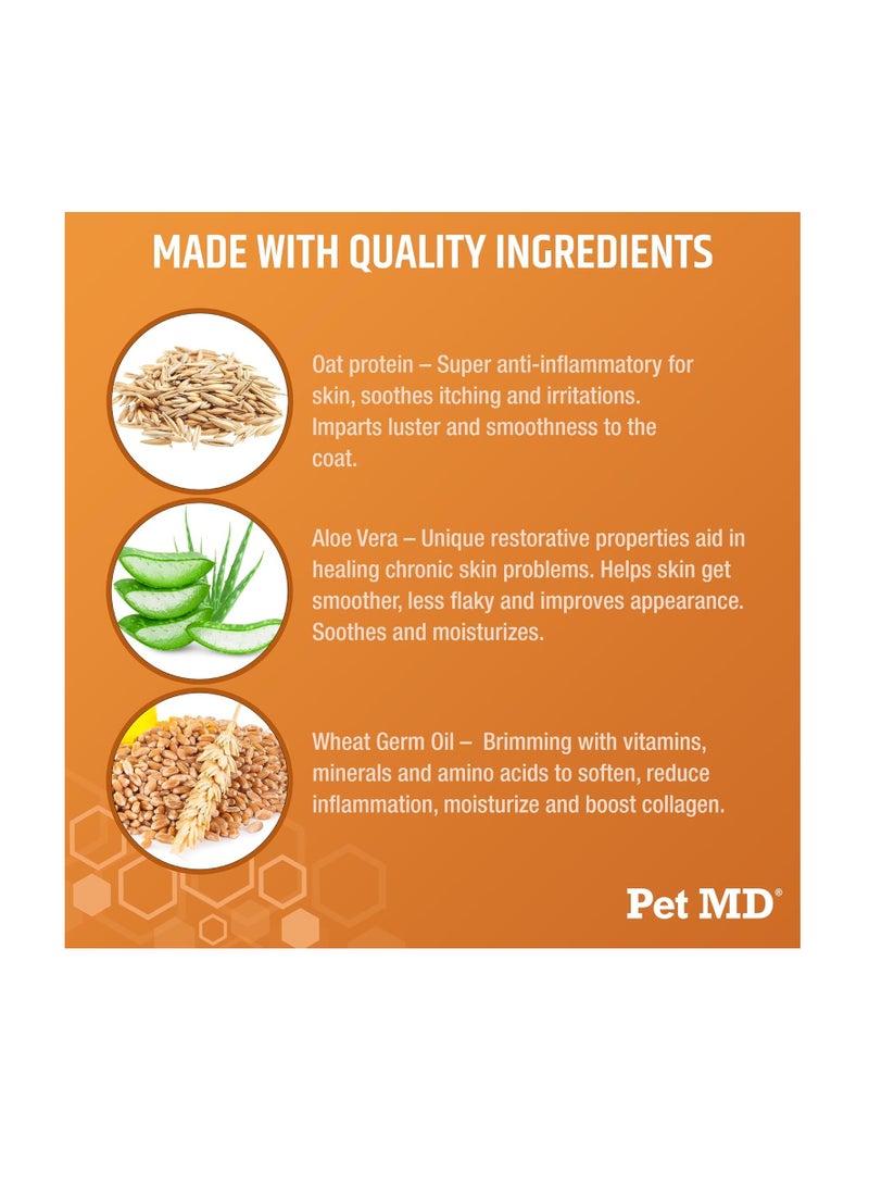 بيت إم دي شامبو الشوفان للكلاب والقطط لتخفيف الحكة ومرطب للبشرة الجافة والمعطف 16 أونصة - Image 3