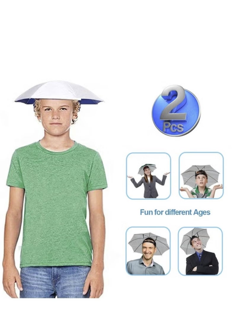 Generic Two Pcs Foldable Fabric Head Umbrella Hat Fishing Camping Headwear For Outdoor Activities And Sunlight UV Protection  - Image 1