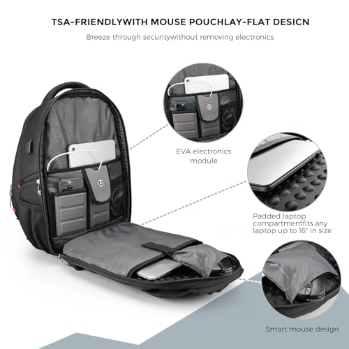 Swissdigital Design Men's Laptop Backpack for Women，Large Capacity Business Travel Backpack Black/Blue | J14-12 - Image 4