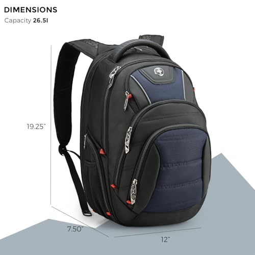 Swissdigital Design Men's Laptop Backpack for Women，Large Capacity Business Travel Backpack Black/Blue | J14-12 - Image 3