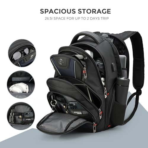 Swissdigital Design Men's Laptop Backpack for Women，Large Capacity Business Travel Backpack Black/Blue | J14-12 - Image 5