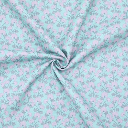Tinyspool & Co. 100% American Cotton Fabric – 3 Yard Cut Quilting Fabric – Prewashed Preshrunk Yardage for Quilt Backing Borders Binding Sewing Crafts – Merry Mermaid No.15 – Jade Flora - Image 3