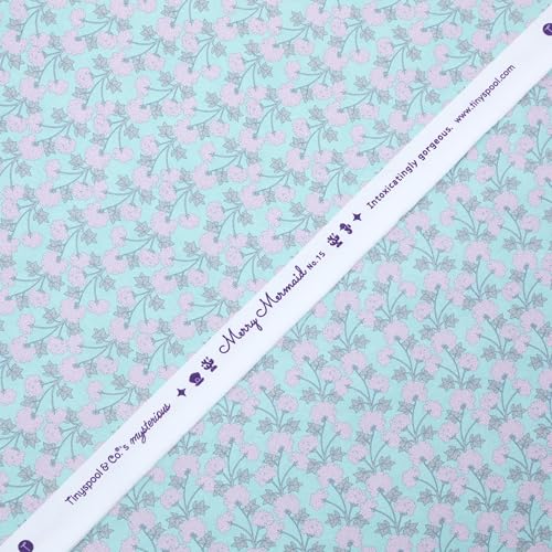 Tinyspool & Co. 100% American Cotton Fabric – 3 Yard Cut Quilting Fabric – Prewashed Preshrunk Yardage for Quilt Backing Borders Binding Sewing Crafts – Merry Mermaid No.15 – Jade Flora - Image 2