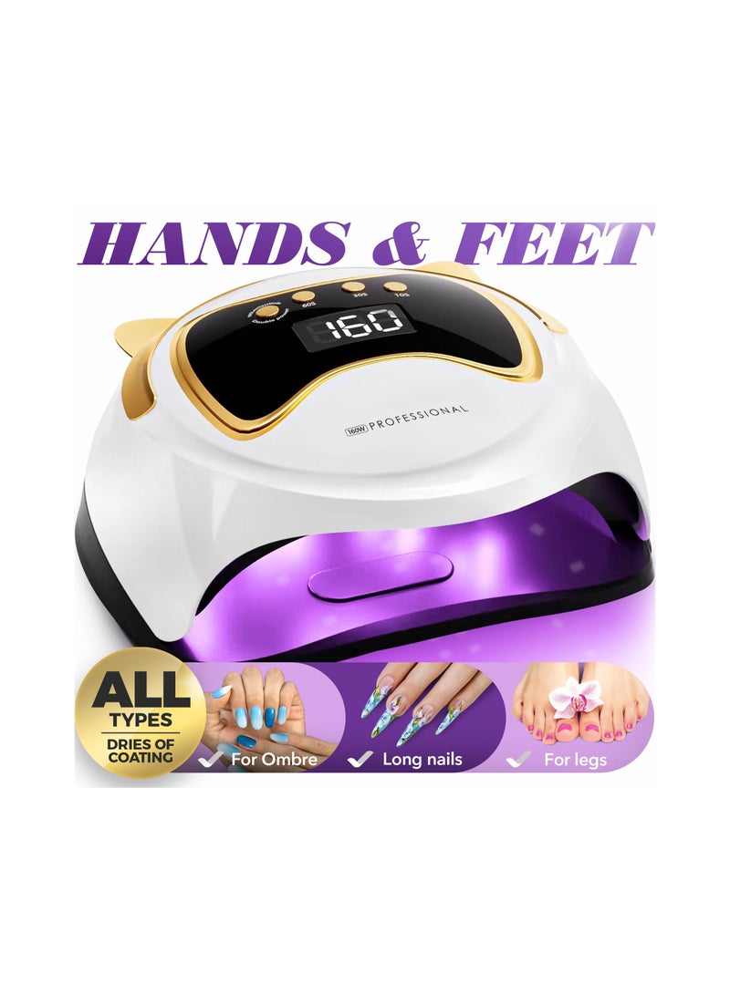 KASTWAVE UV LED Nail Lamp 160W, Professional Nail Dryer Lamp with 3 Timers and LCD Display, UV Gel Curing & Gel Polish Light with 36 LED for Salon and Home Use - Image 3
