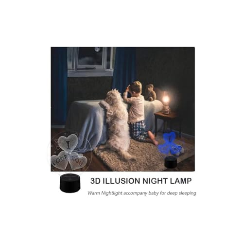 KHIZAR Colorful 3D Hologram Love Hearts Stars Lamp Night Light USB Acrylic Lights Party Favor I Love You for Boys and Girls Gifts Valentine Birthday Gifts Room Decor - Image 3