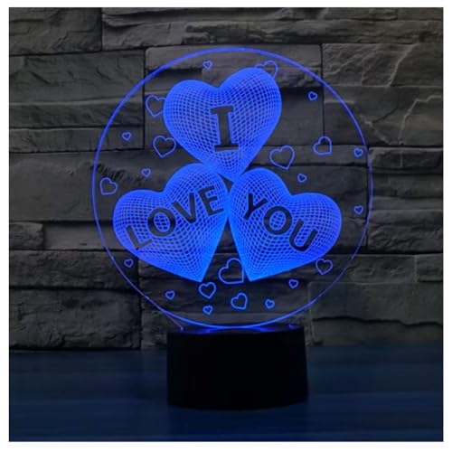KHIZAR Colorful 3D Hologram Love Hearts Stars Lamp Night Light USB Acrylic Lights Party Favor I Love You for Boys and Girls Gifts Valentine Birthday Gifts Room Decor - Image 4