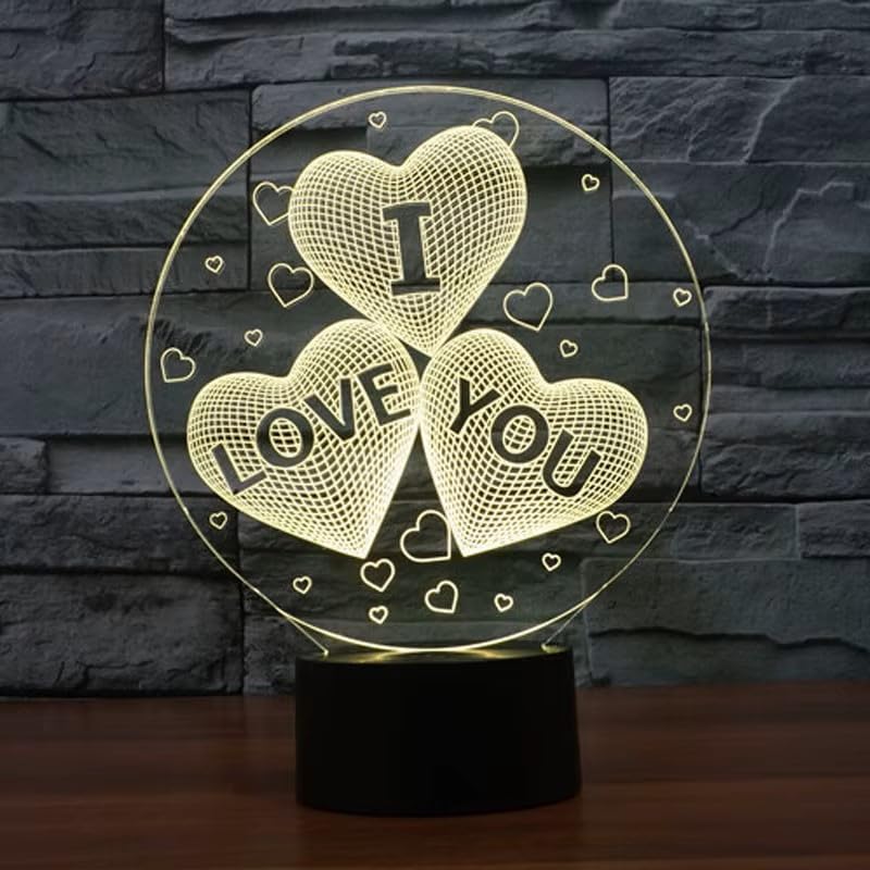 KHIZAR Colorful 3D Hologram Love Hearts Stars Lamp Night Light USB Acrylic Lights Party Favor I Love You for Boys and Girls Gifts Valentine Birthday Gifts Room Decor - Image 5