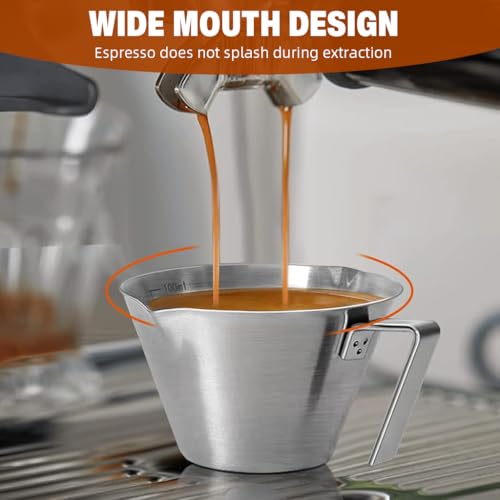 Supvox® 100ml Espresso Coffee Cup Brushed Stainless Steel Measuring Cup with Handle Dual-Way V-Nozzle Design Kitchen Measuring Cup Small Oil Pot - Image 5