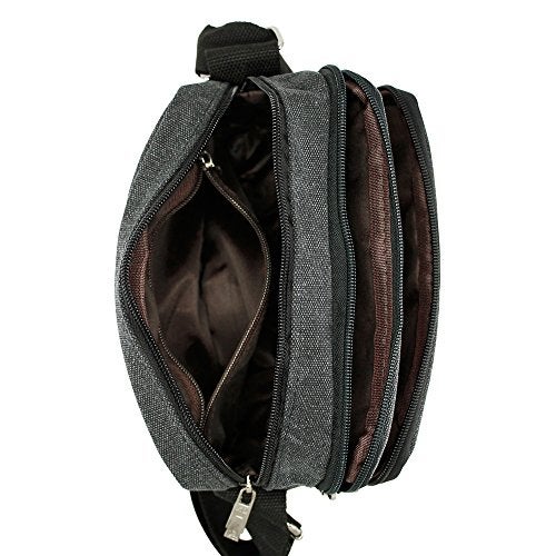 GEARONIC TM Men Vintage Crossbody Canvas Messenger Shoulder Bag Hiking Military Travel Satchel - Black - Image 5