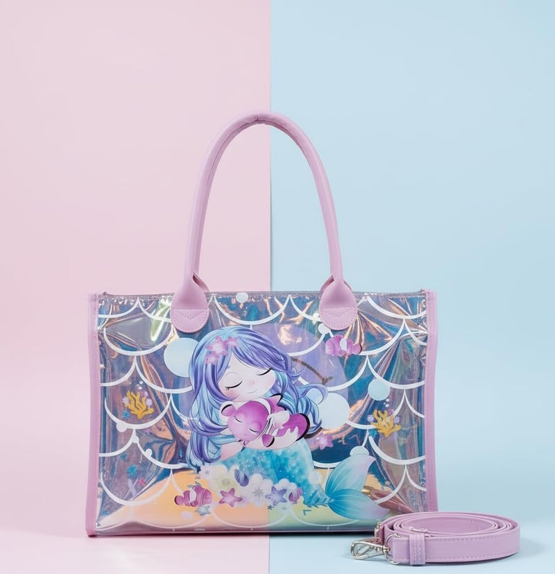 Happy Hues Duffle Bag – Travel & Gym Bag for Girls with Rainbow Straps (Mermaid) - Image 3