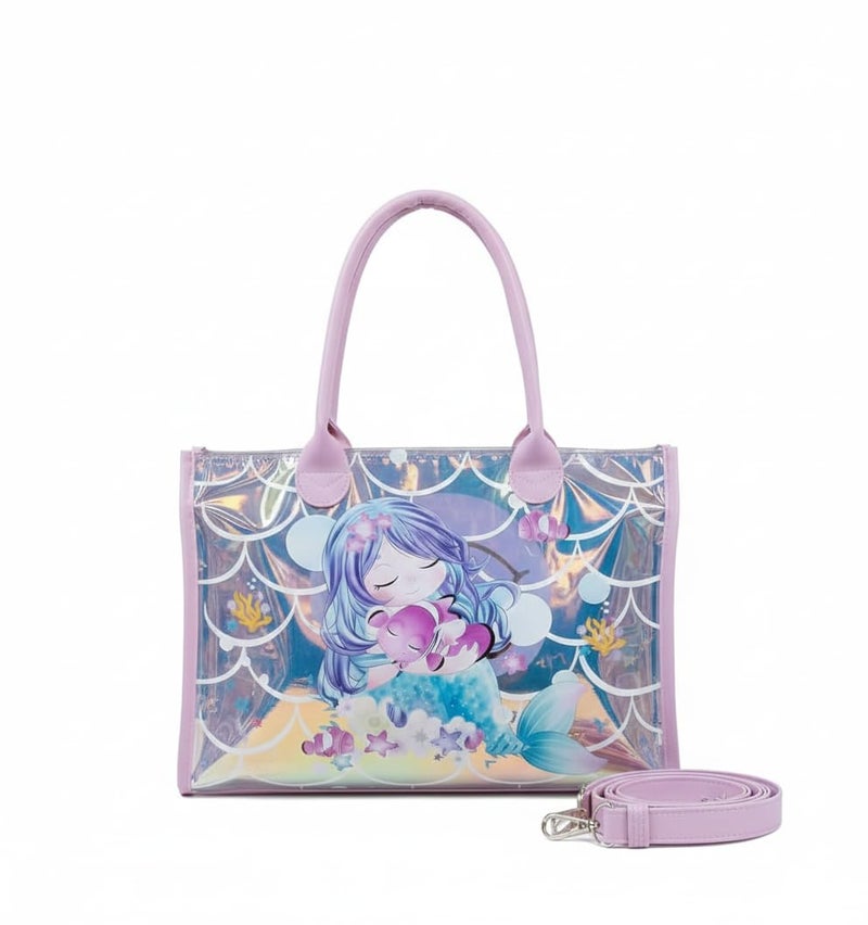 Happy Hues Duffle Bag – Travel & Gym Bag for Girls with Rainbow Straps (Mermaid) - Image 1