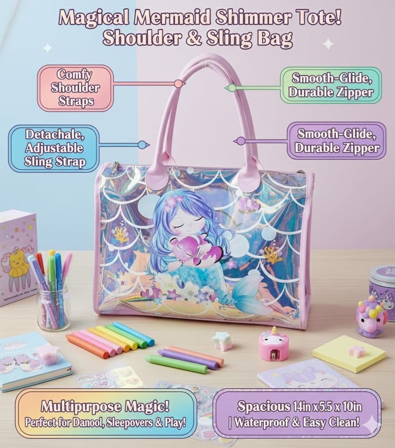 Happy Hues Duffle Bag – Travel & Gym Bag for Girls with Rainbow Straps (Mermaid) - Image 5