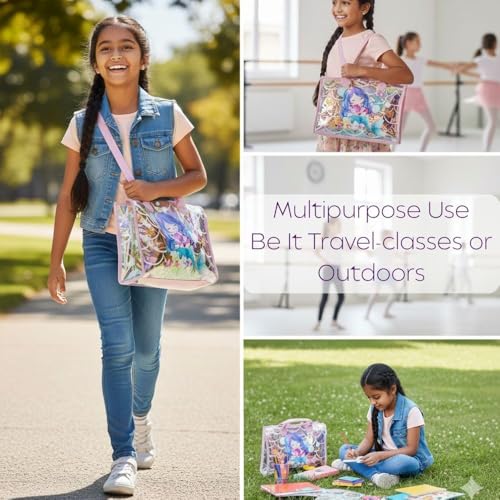 Happy Hues Duffle Bag – Travel & Gym Bag for Girls with Rainbow Straps (Mermaid) - Image 4