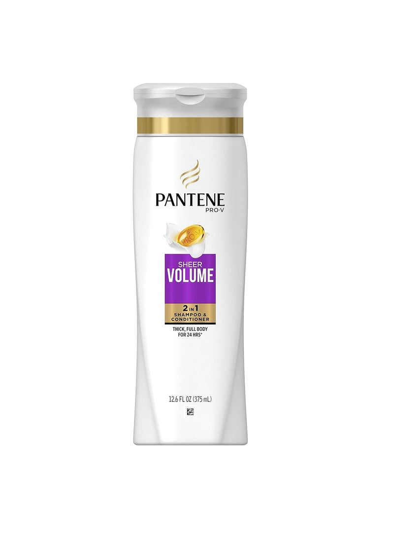 Pantene Pro-V 2 in 1 Shampoo & Conditioner, Sheer Volume with Collagen, 12.6 Ounce - Image 4