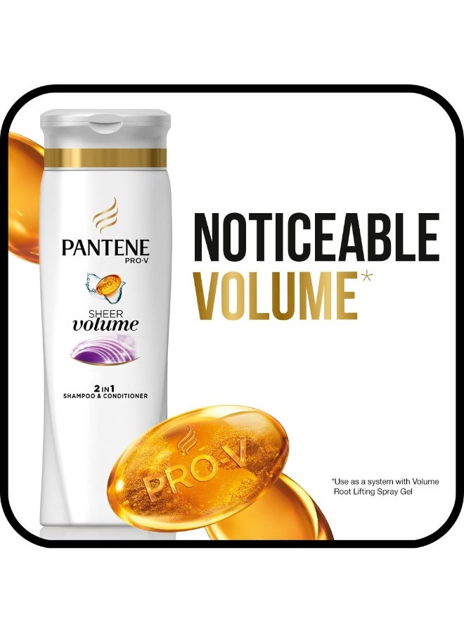 Pantene Pro-V 2 in 1 Shampoo & Conditioner, Sheer Volume with Collagen, 12.6 Ounce - Image 2