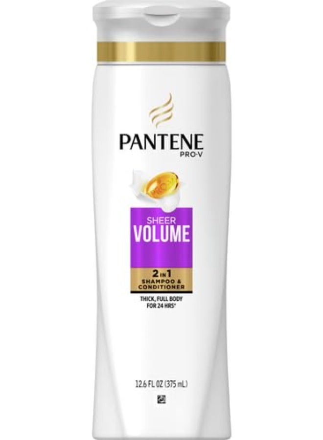 Pantene Pro-V 2 in 1 Shampoo & Conditioner, Sheer Volume with Collagen, 12.6 Ounce - Image 1