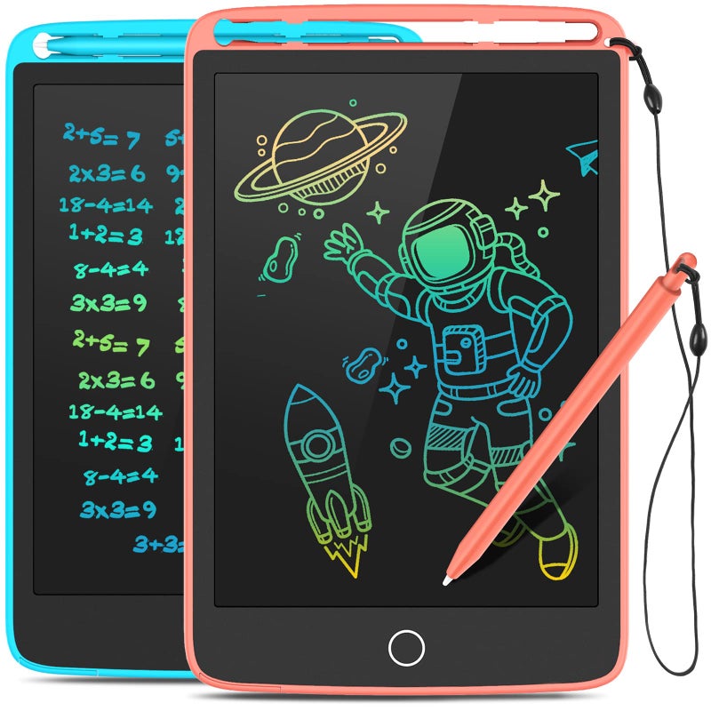 TECJOE 2 Pack LCD Writing Tablet with Fridge Magnets, Doodle Board for Kids Drawing Kitchen Memo, Christmas Stocking Stuffers Birthday Gifts Toys for Boys Girls 8.5 Inch(Blue+Pink) - Image 1