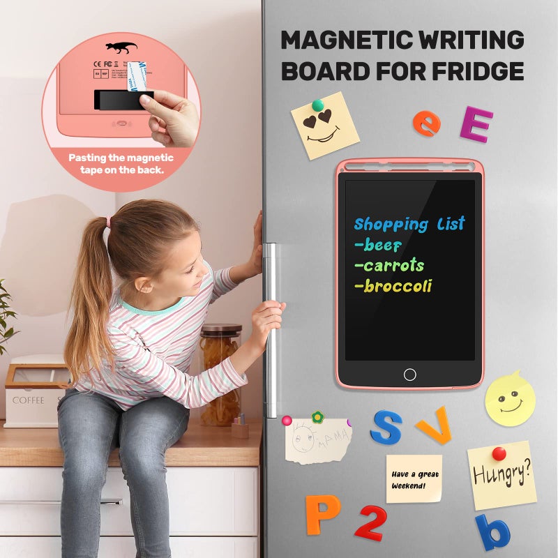TECJOE 2 Pack LCD Writing Tablet with Fridge Magnets, Doodle Board for Kids Drawing Kitchen Memo, Christmas Stocking Stuffers Birthday Gifts Toys for Boys Girls 8.5 Inch(Blue+Pink) - Image 2