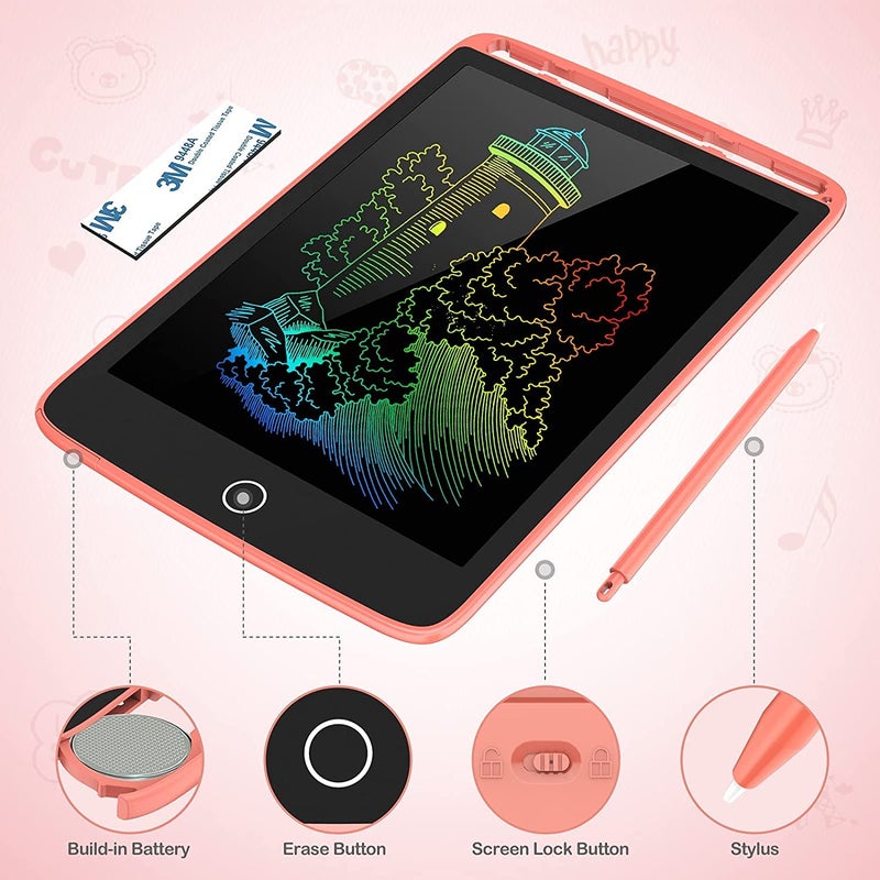 TECJOE 2 Pack LCD Writing Tablet with Fridge Magnets, Doodle Board for Kids Drawing Kitchen Memo, Christmas Stocking Stuffers Birthday Gifts Toys for Boys Girls 8.5 Inch(Blue+Pink) - Image 5