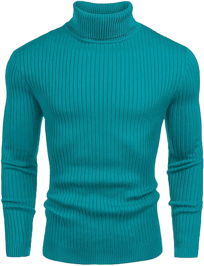 NORTHWIND Men's High Turtle Neck Cotton T-Shirt (Light Turk, Medium) - Image 1