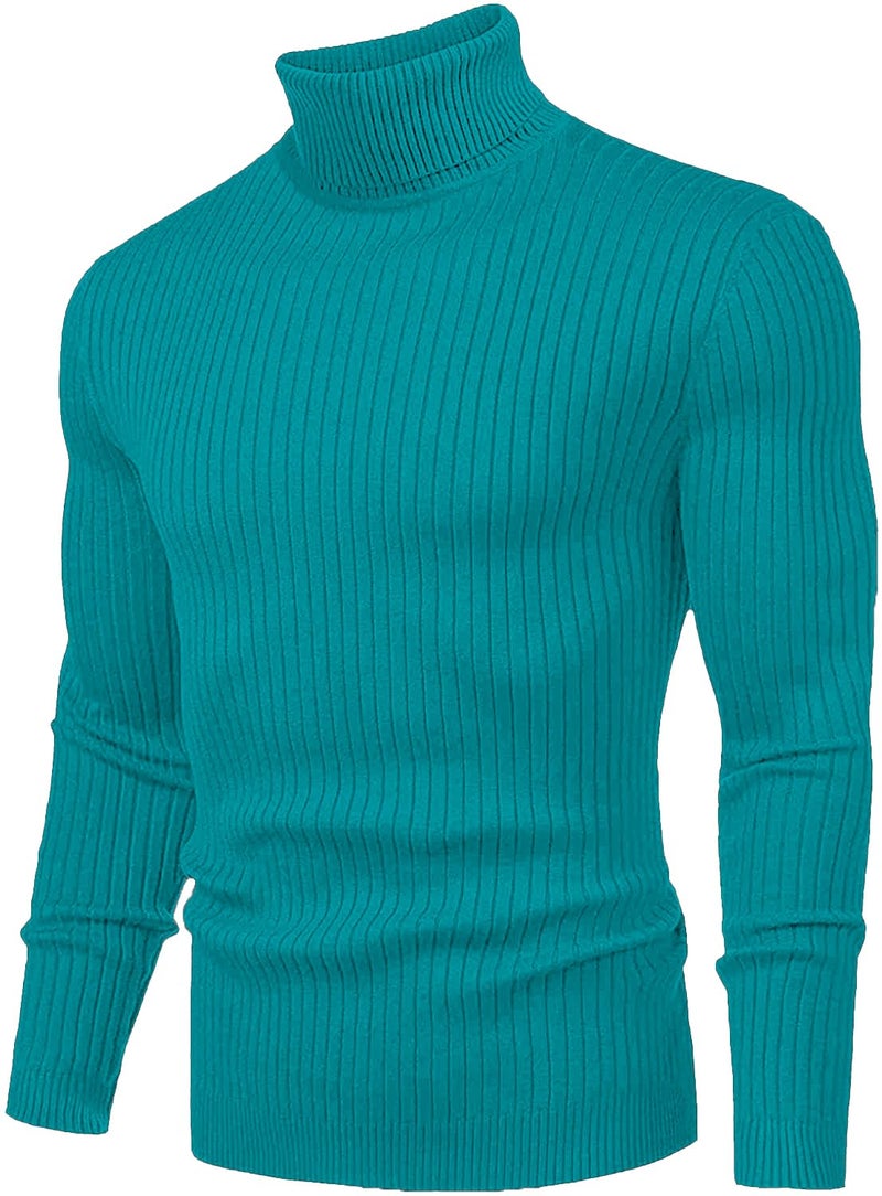 NORTHWIND Men's High Turtle Neck Cotton T-Shirt (Light Turk, Medium) - Image 2