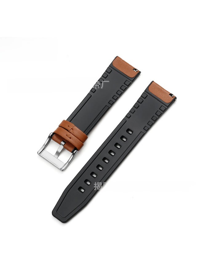 Suitable For Huawei Gt2 Samsung Galaxy Rubber Sole Leather Watch Strap Microfiber Leather Wrist Strap Quick Release Ear 20/22mm - Image 4