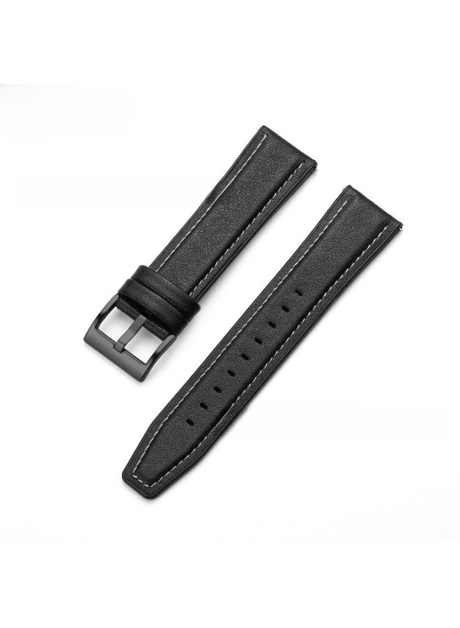 Suitable For Huawei Gt2 Samsung Galaxy Rubber Sole Leather Watch Strap Microfiber Leather Wrist Strap Quick Release Ear 20/22mm - Image 1