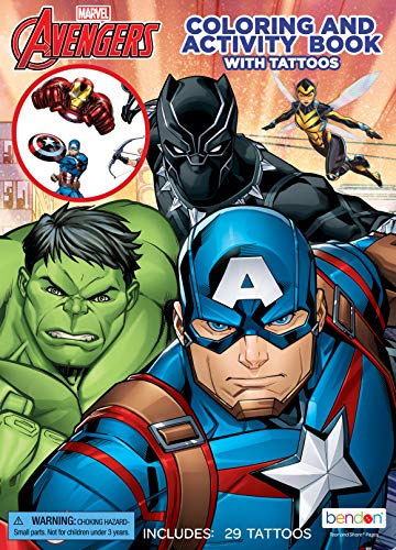 Marvel Avengers 48Page Color Activity Book with Tattoos Bendon 45655 - Image 1