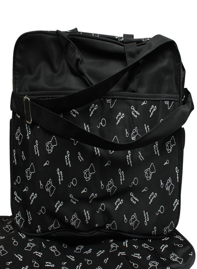 Babies Bloom Bear Design Diaper Bag for Mom and Baby, Black, 3 Pieces - Image 3