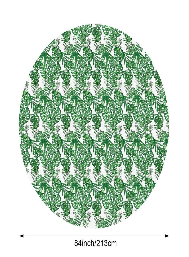 Oudain Hawaiian Tablecloth 84 Inch Safari Aloha Luau Tropical Round Table Cloth Plastic Disposable Palm Summer Green Jungle Leaves Table Cover for Beach Birthday Party Favors(Classic Style,6 Pcs) - Image 2