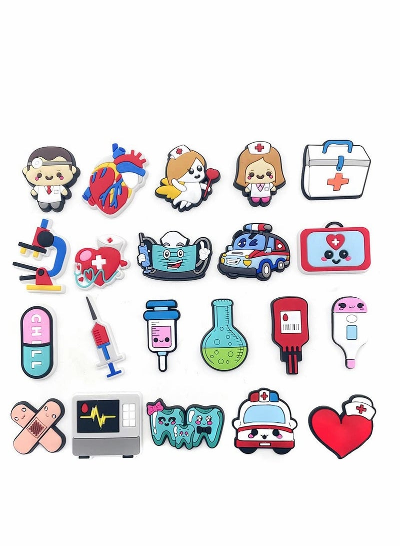 SOLARAE Shoe Charms for Crocs, 20 Pcs Cute Croc Charms Jibbits Decoration, PVC Nurse Stethoscope Shoes Decorations for Adults Women Men, Doctor Care Personnel Gifts Party Favor - Image 1