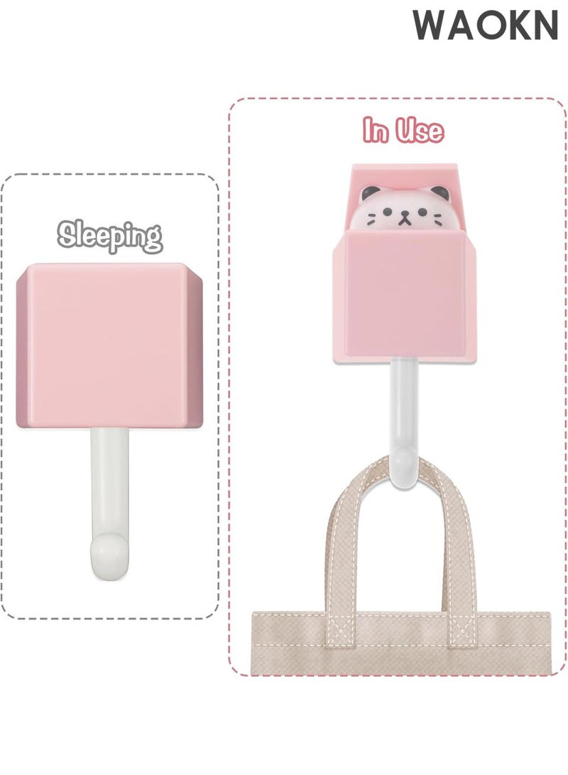 WAOKN 4-Pack Adhesive Cat & Mouse Wall Hooks - Cute Animal Shaped Coat Hooks for Keys, Hats, Scarves, Bags - Strong Sticky Backing No Drill Needed - Pet Lover Home Decor for Bedroom, Bathroom, Entryway - Image 4