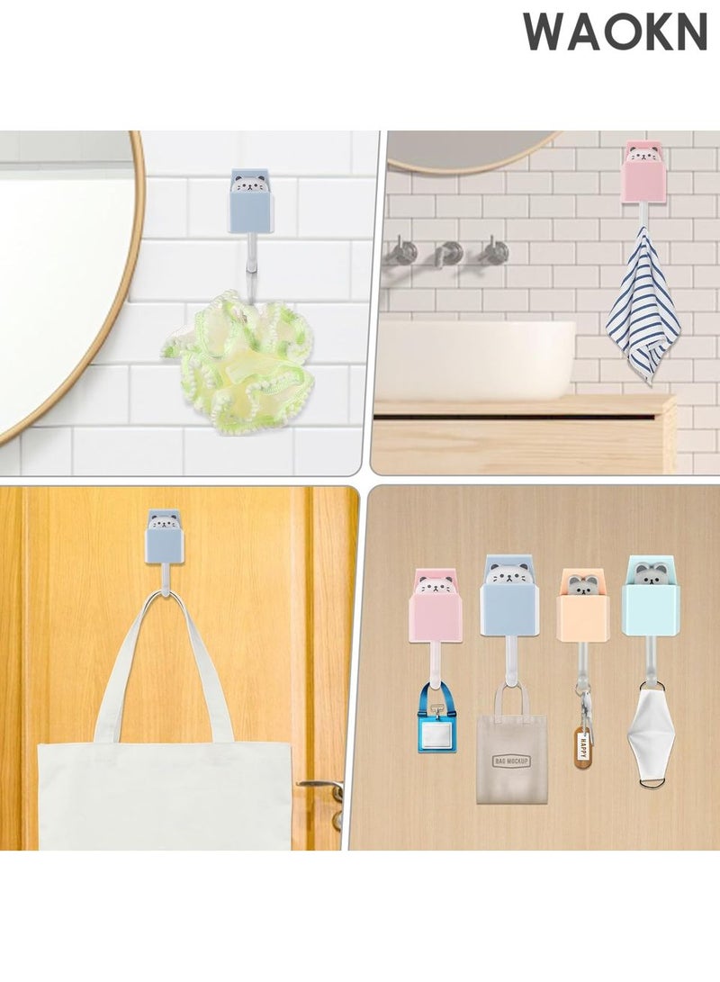WAOKN 4-Pack Adhesive Cat & Mouse Wall Hooks - Cute Animal Shaped Coat Hooks for Keys, Hats, Scarves, Bags - Strong Sticky Backing No Drill Needed - Pet Lover Home Decor for Bedroom, Bathroom, Entryway - Image 5