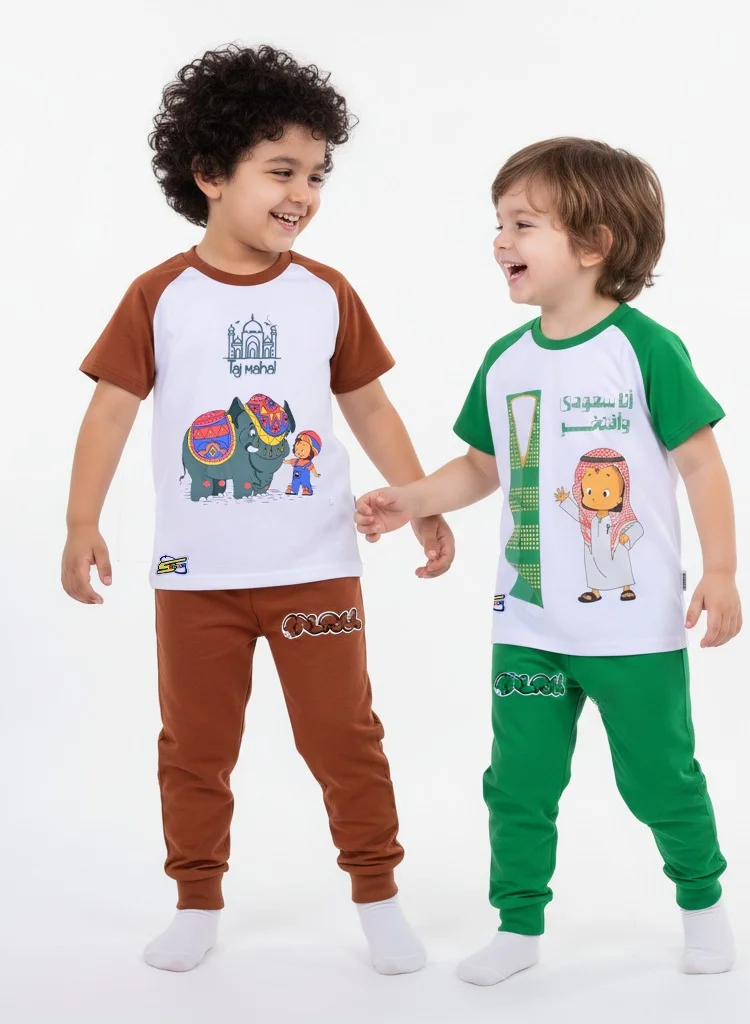 zaitoon Pack of 2 Pajama Sets inspired by Falfool – Boys- Spacetoon