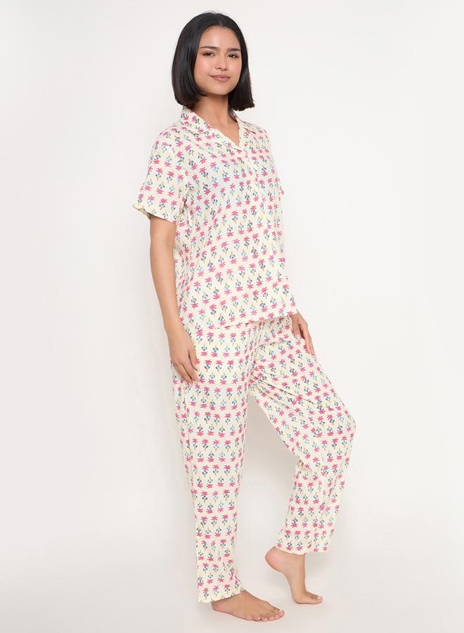 Clovia All-Over Print Button Down Shirt and Pyjama Set - Image 5
