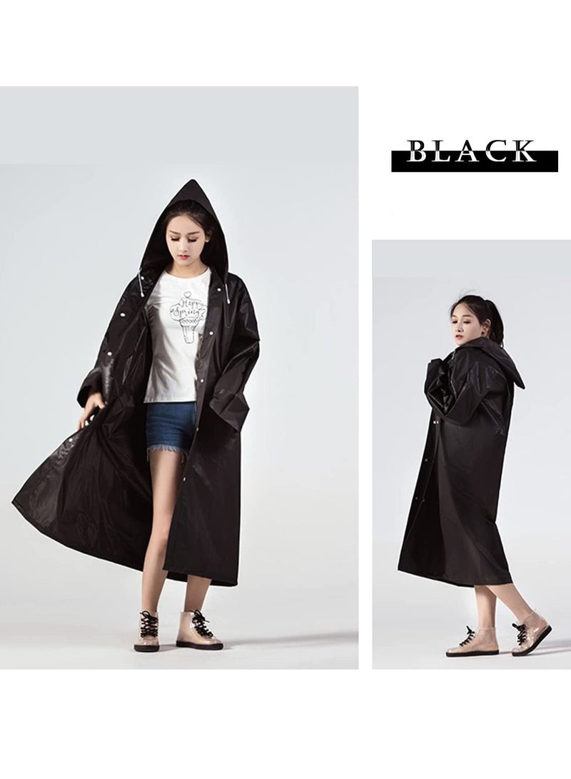 Suntown 2PCS Raincoat Rain Poncho for Adults, EVA Rain Poncho for Women and Men Reusable Raincoat Jacket Packable for Family Fishing/Travel/Emergency/ with Hood and Elastic Sleeving - Image 5