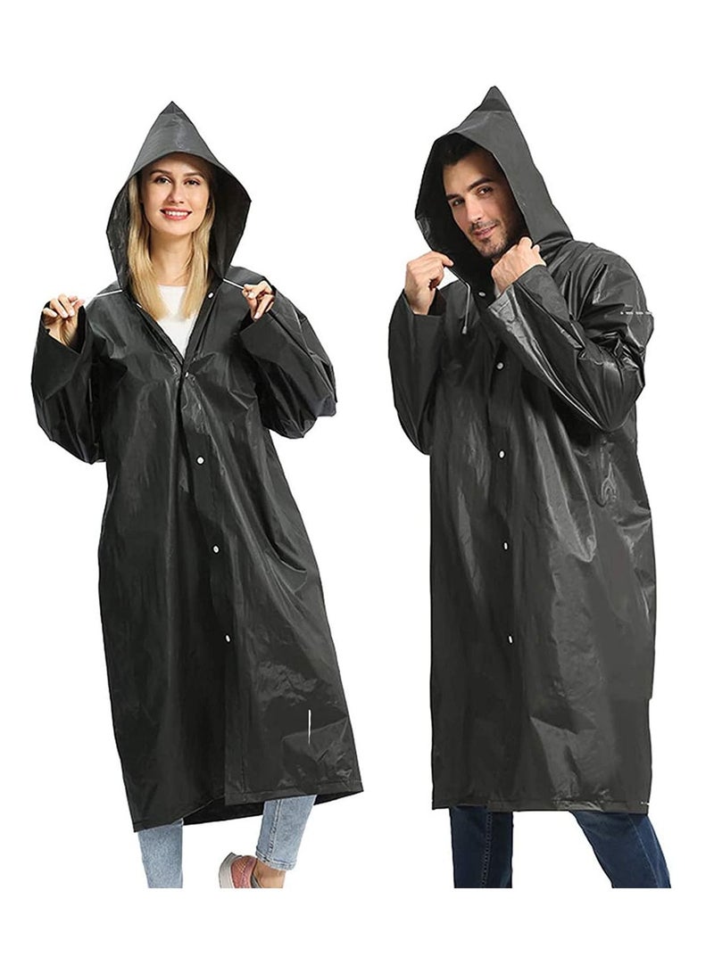 Suntown 2PCS Raincoat Rain Poncho for Adults, EVA Rain Poncho for Women and Men Reusable Raincoat Jacket Packable for Family Fishing/Travel/Emergency/ with Hood and Elastic Sleeving - Image 1