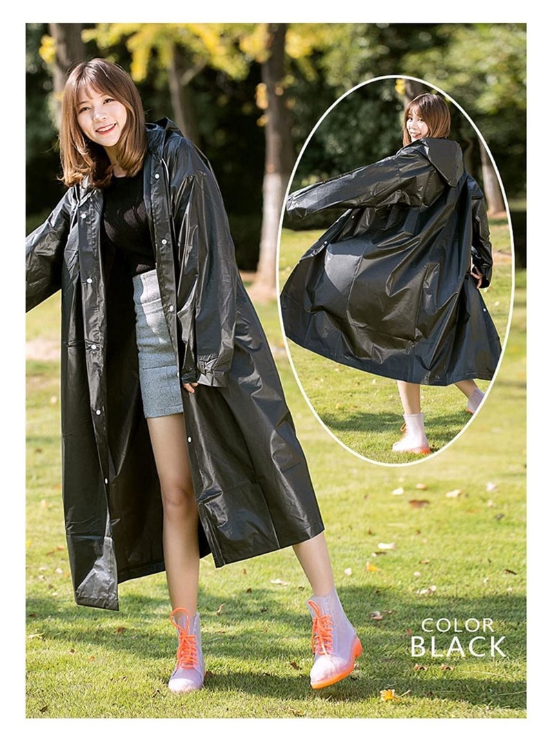 Suntown 2PCS Raincoat Rain Poncho for Adults, EVA Rain Poncho for Women and Men Reusable Raincoat Jacket Packable for Family Fishing/Travel/Emergency/ with Hood and Elastic Sleeving - Image 2